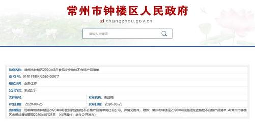 江蘇省常州市鐘樓區(qū)市場(chǎng)監(jiān)管局:1批次沃柑抽檢不合格